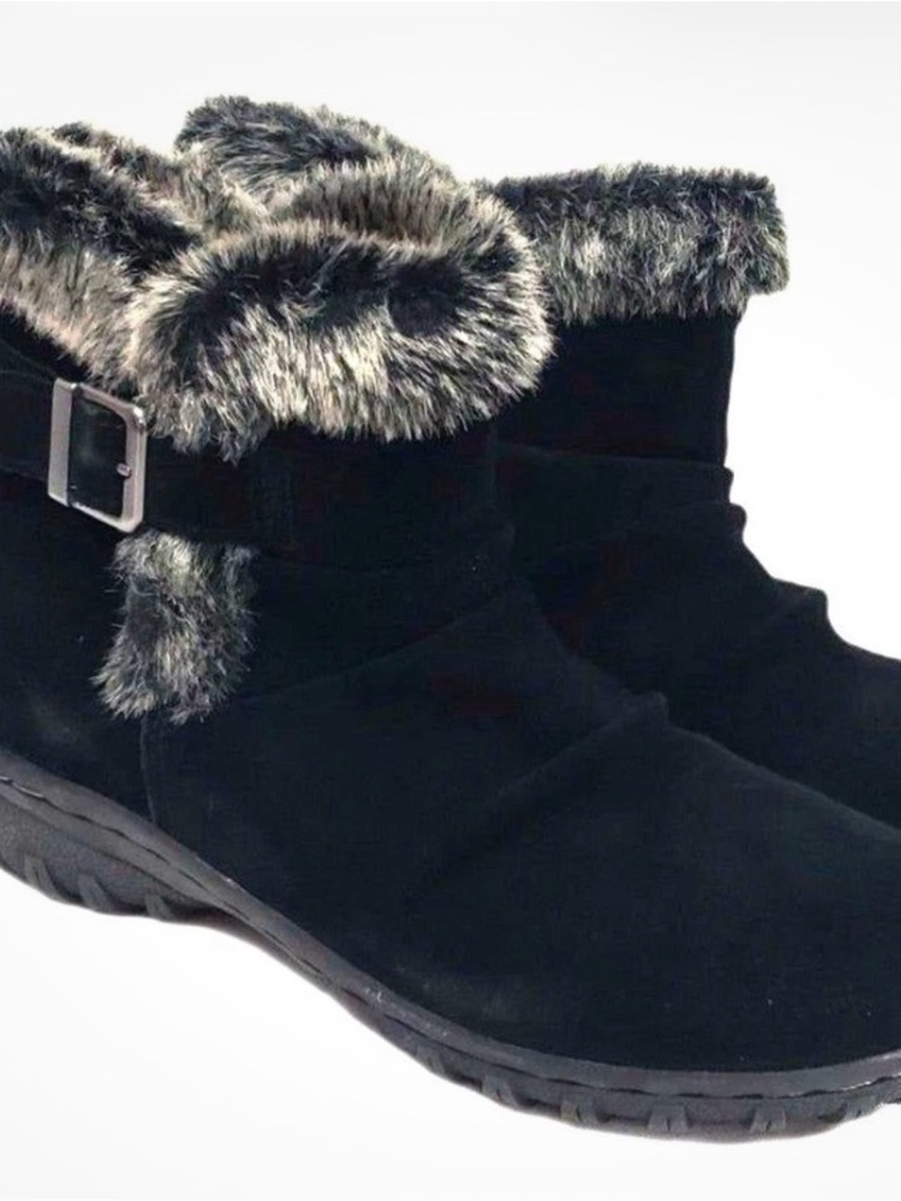 Khombu Black Suede Ankle Boots with Buckle 10M